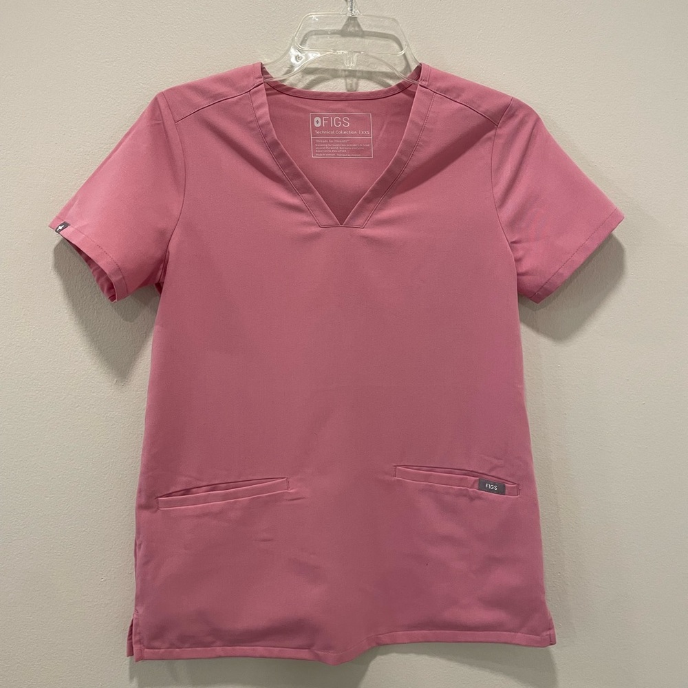 Figs Casma Scrub Top XXS Chalk Pink EUC!